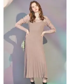 MERCURYDUO リブ編み長袖ニットワンピース F