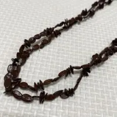 ネックレス　木の実　種子　2連　2つセット　シードビーズ　レトロ