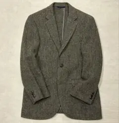 美品 ブルックスブラザーズ ハリスツイード 段返り3つ釦 サックJKT オリーブ