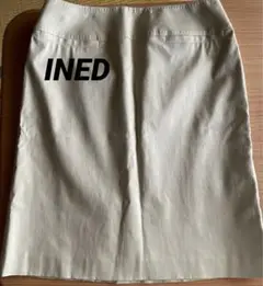 INED ベージュ タイトスカート ひざ丈