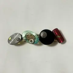 レトロボタンのヘアバレッタ ハンドメイド アンティーク風