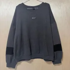 デイジー スウェット クルーネック長袖 無地 XL 灰黒 化繊 通学お出かけのサムネイル
