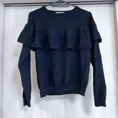 美品 ehka sopo フリルニットプルオーバー 長袖 ブラック Mサイズのサムネイル