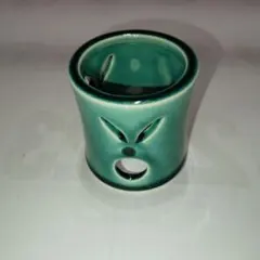 茶道具 陶器 蓋置 透かし彫り 緑釉