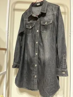 ダークデニム 長袖シャツワンピース