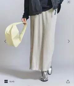 BEAUTY&YOUTH／ベロアプリーツ バックスリットスカート／LT.GRAY