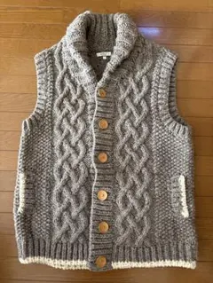 AIGLE エーグル ケーブル編み ニットベスト グレー 42 美品
