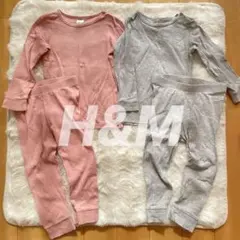 H&M ベビー セットアップ パジャマ グレー ピンク セット