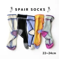 【Xmas SALE中！】靴下 5足 ステッチ風 ソックス プレゼント c4v