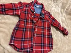 GAP 赤 チェック柄 フランネルシャツ 12-18ヶ月