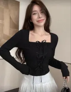 SHEIN トップス レディース ブラック S リボン