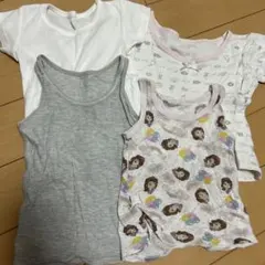 ベビー肌着 4点セット ホワイト グレー キャラクター柄