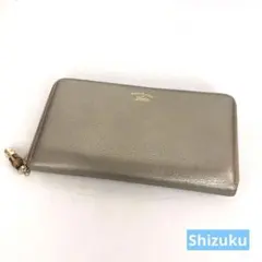 GUCCI グッチ 長財布 ラウンドファスナー レザー シルバー バンブー