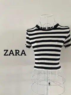 【ZARA】ショート丈トップス　ボーダー　Mのサムネイル