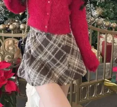 GRL チェックミニスカート ブラウン