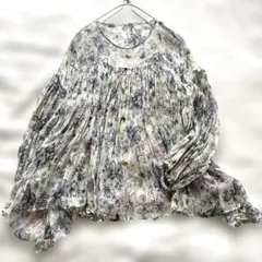 DAMA collection シルク100% 花柄 シフォン ブラウス 長袖のサムネイル