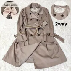 ローズティアラ トレンチコート ベージュ 2way ノーカラー ウエストリボンのサムネイル