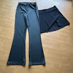 社交ダンス用 Sサイズパンツ＆巻きスカートセット 黒 練習着のサムネイル