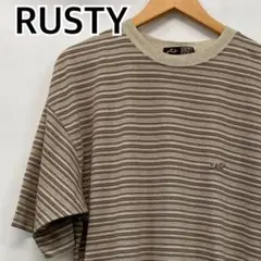 RUSTY トップス tシャツ 半袖 ブラウン ボーダー柄【CT1509】