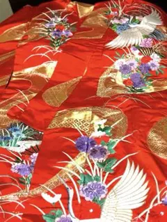 豪華絢爛 色打掛 鶴 菊 金彩 黒地 訳あり - メルカリ