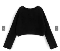 ブラック クロップドニット 長袖