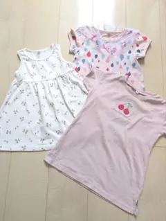 90cm 女の子 半袖 ノースリーブ ワンピース 夏 3枚セット