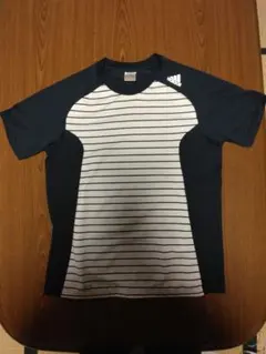 adidas　ボーダー柄　トレーニングシャツ ネイビー/ホワイト