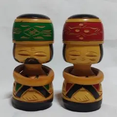 アイヌ　木彫り 人形 2体セット 民芸品 置物