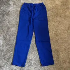 【鮮やかブルー】コットン テーパードパンツ イージーパンツ M 綿100%
