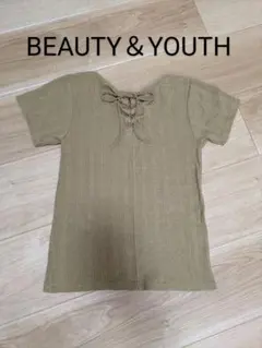 BEAUTY & YOUTH コットンリブバックレースアップカットソー