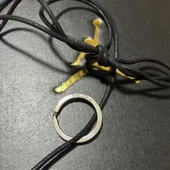 DIESEL レザー メタル リング ネックレス