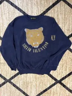 【ヴィンテージ】Silvio Valentino トラ刺繍 スウェット ネイビー