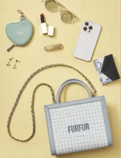 FURFUR ツイードロゴトートバッグ　SAX 水色