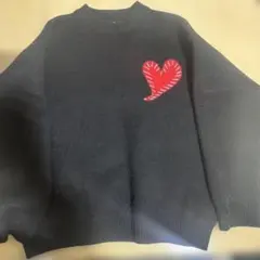 PLUS 82 HIYA ハート刺繍 黒ニット