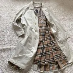 バーバリー　ステンカラーコード　ノバチェックウールライナー付　ベージュ　比翼