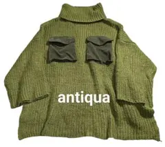 antiqua✨️アンティカ　異素材ポケット　オーバーサイズ　ローゲージニットのサムネイル