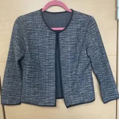 ノーカラー春夏ツイードジャケット 黒白 ナチュラルビューティベーシック