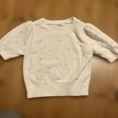 INGNI 半袖ニット ビジュー付き ホワイト