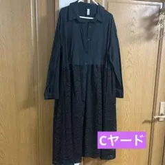 Cヤード・ブラック シャツワンピース レースデザイン