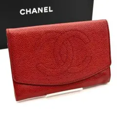 CHANEL シャネル デカココ キャビアスキン 長財布 レザー レッド