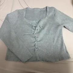 グレー リブ編み長袖トップスＦ　フリー