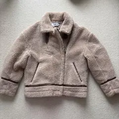 ベージュ フリースジャケット 襟ストラップ付き