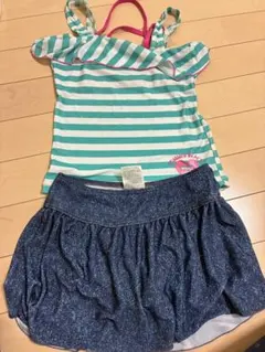 女の子用セパレート水着 100cm ストライプ