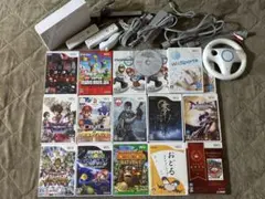 【まとめてどうぞ】Wii本体＋ソフト17本＋ハンドル＋D端子ケーブル　セット