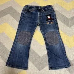 ⑥ミキハウス　クマ刺繍デニムパンツ　100