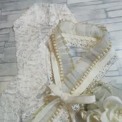F-181パールフリルレース重ね襟&半襟セット❀着物 振袖 成人式 伊達襟 白❀