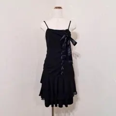 magica　キャミソールワンピース　ティアードドレス　リボン　ブラック（38）