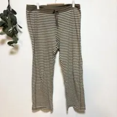 オリーブグリーン ストライプパンツ マタニティーパンツ ルームウェア 部屋着