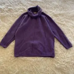 winner レディース ニット 紫 M タートルネック ケーブル編み セーター