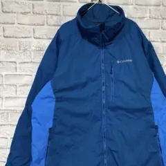 コロンビア　マウンテンパーカー中綿　ブルーXL ロゴ刺繍アウトドア0116